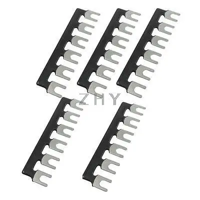 

400V 10A 6 Postions Fork Type Pre Insulated Terminal Stripe Black 5 Pcs