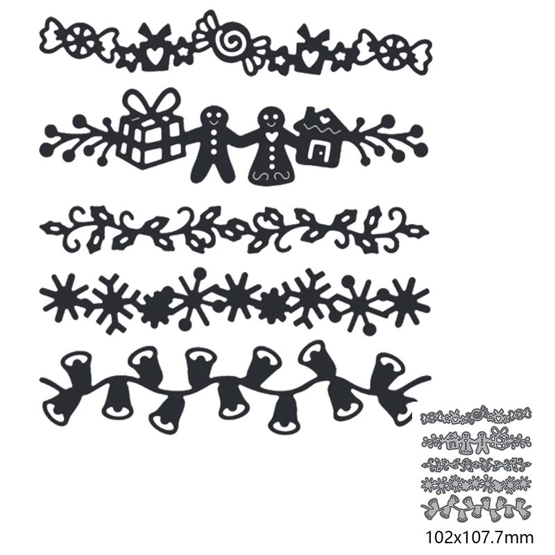 クリスマスのキャンディーリボン 日曜大工のスクラップブック 切り絵 紙のカード エンボス加工 装飾的な工芸品 切り絵 新しい 抜き型 Aliexpress