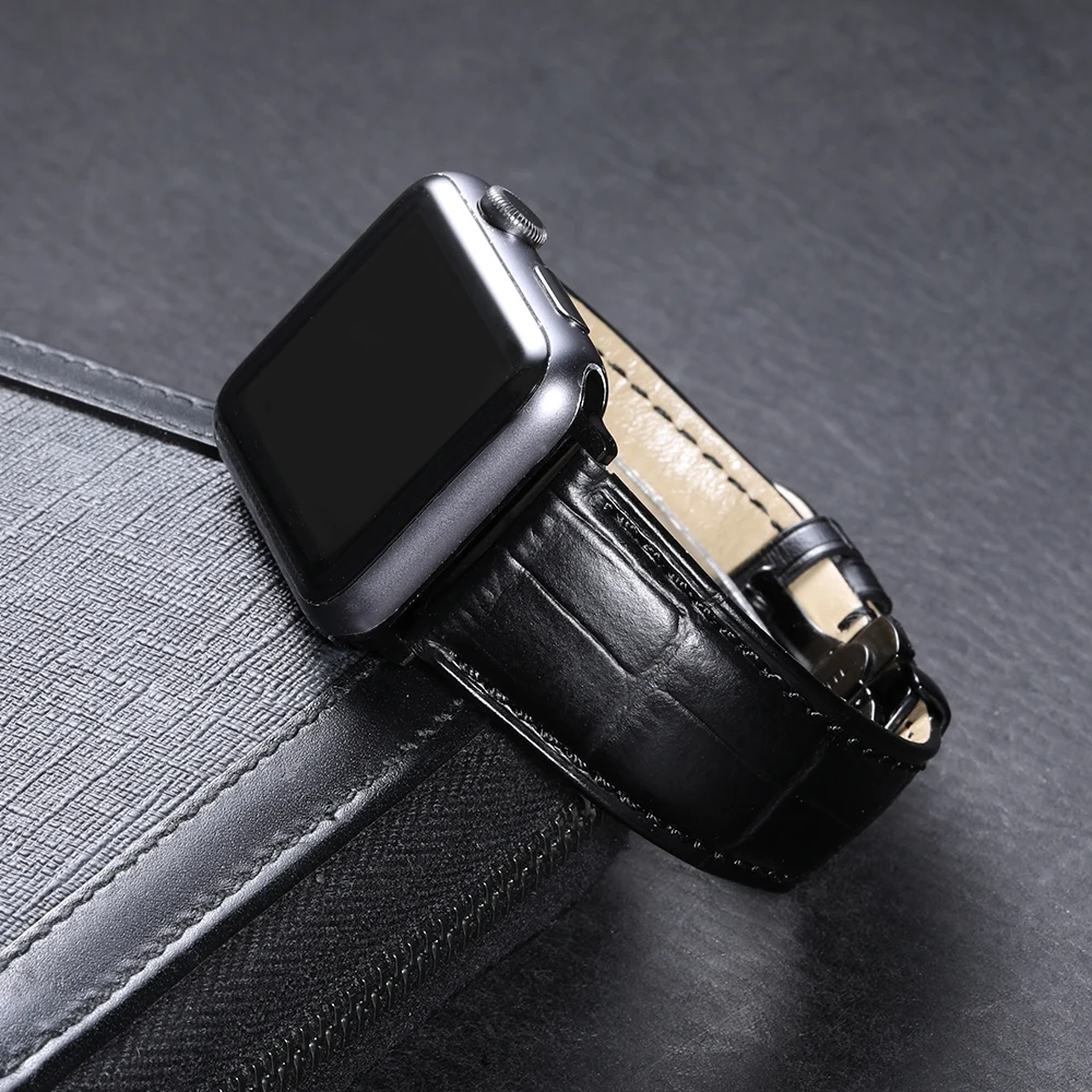 CHIMAERA для наручных часов Apple Watch, версии чёрный; коричневый ремешок для часов застежка-бабочка адаптер 38 мм 42 мм/40 мм 44 мм для наручных часов iWatch серии 4 3 2 1