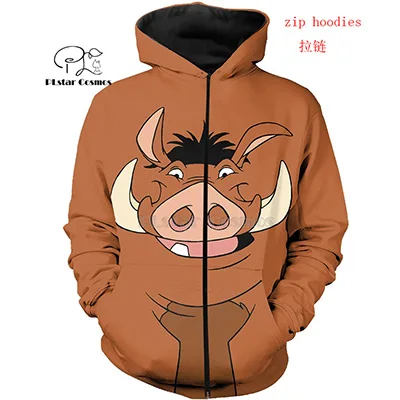 zip hoodies PLstar Cosmos animal COOL WARTHOG 3d hoodies/Sweatshirt Winter autumn funny Harajuku streetwear - Цвет: zip hoodies