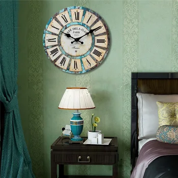 

30CM Vintage Wooden Wall Clock Shabby Chic Rustic Kitchen Home Antique Decor New