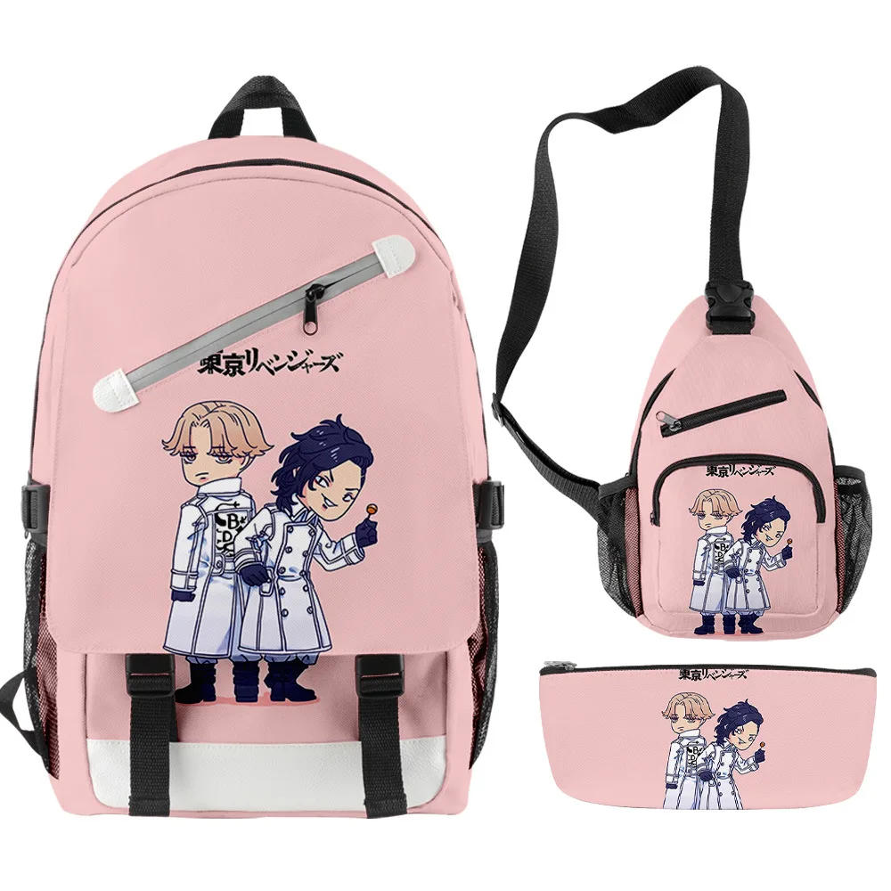 

3PCS/Set Tokyo Revengers Boys Backpack Teenager Girls Anime Cartoon 3D Waterproof Oxford Schoolbag Women Men Casual Travel Bags