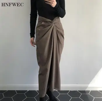 

Autumn High Waist Skirts For Women Hem Split Bow Mid Skirt Loose Big Size Personality Fashion Korean New 2020 L690