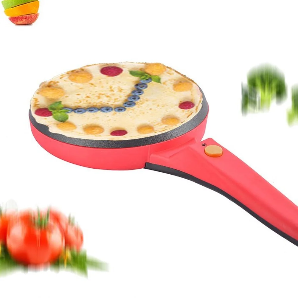 Behogar Non-stick Electric Crepe Pancake Egg Roll Maker Machine with Tray Egg Beater for Home Restaurant Cooking Tools UK Plug