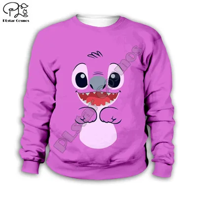 Детская одежда; толстовки с капюшоном в стиле аниме kawaii Lilo Stitch; толстовка для мальчиков с героями мультфильмов; модный стиль-4 - Цвет: Blue