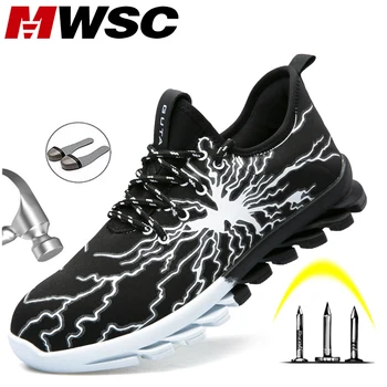 

MWSC All Season Work Safety shoes Boots For Men Breathable Mesh Work Shoes Male Anti-smashing Steel toe Construction Sneakers