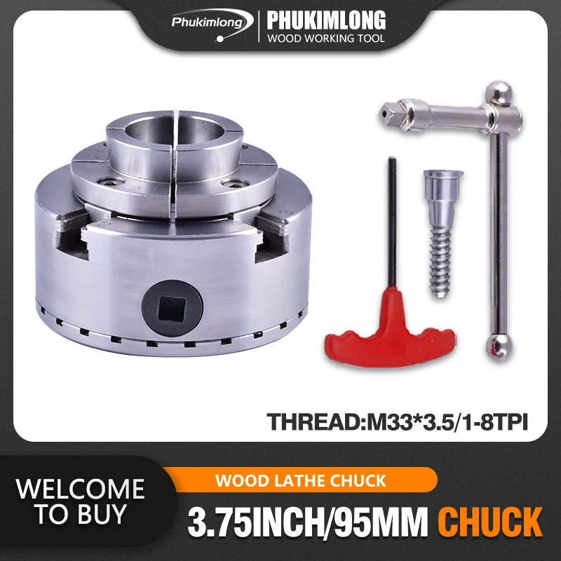 3.75 Inch (95mm) 4jaw Self Centering Wood Lathe Scroll Chuck For