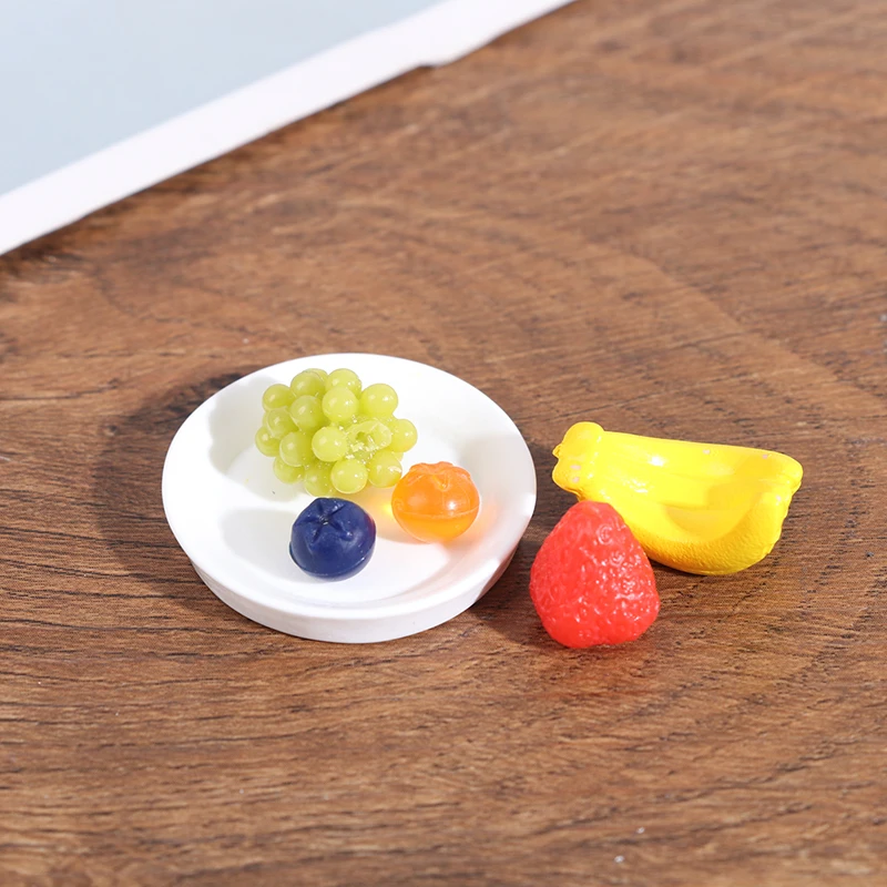 2Pcs 1:12 Dollhouse miniature accessories resin tray simulation food plate toys 