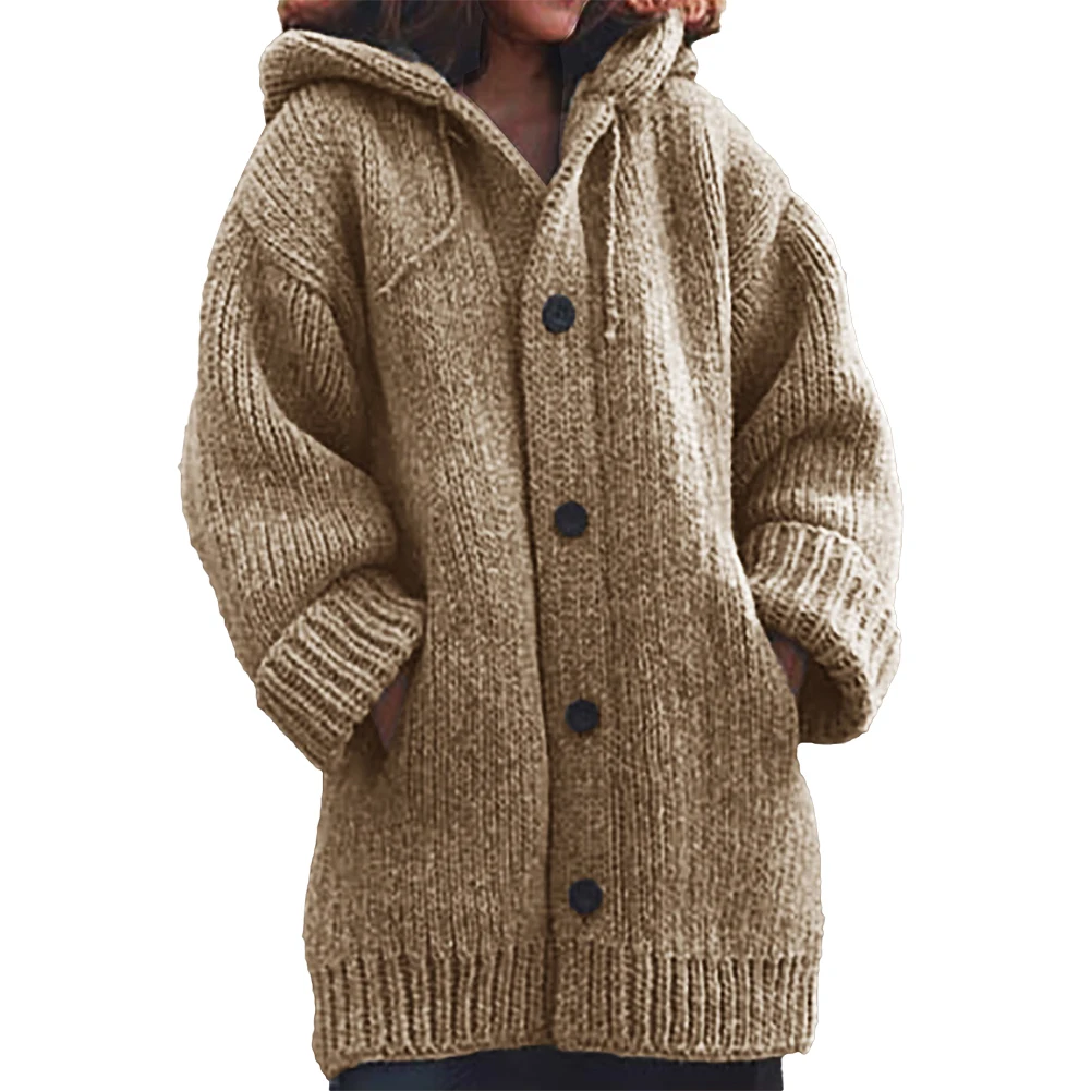 Осень-зима свитер с капюшоном модные женские туфли с длинным рукавом вязаные свитеры-кардиганы Женский Теплый кардиган Pull Femme Джерси mujer