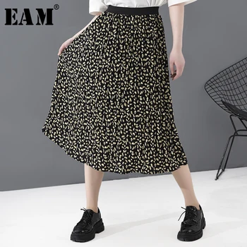 

[EAM] High Elastic Waist Pattern Printed Temperament Chiffon Half-body Skirt Women Fashion Tide New Spring Summer 2020 1T792