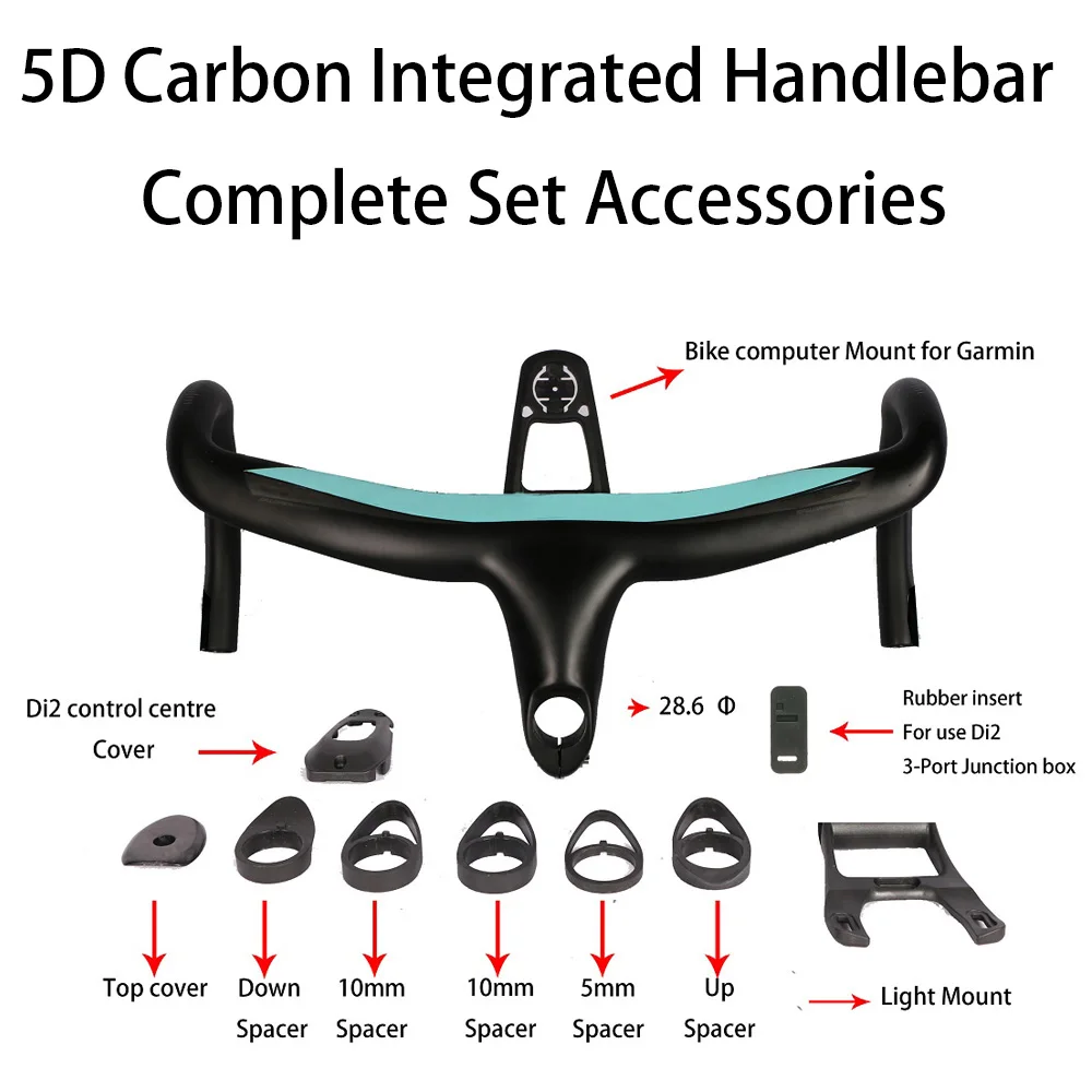5D полный углеродный руль дорожного велосипеда интегрированная подвесная планка