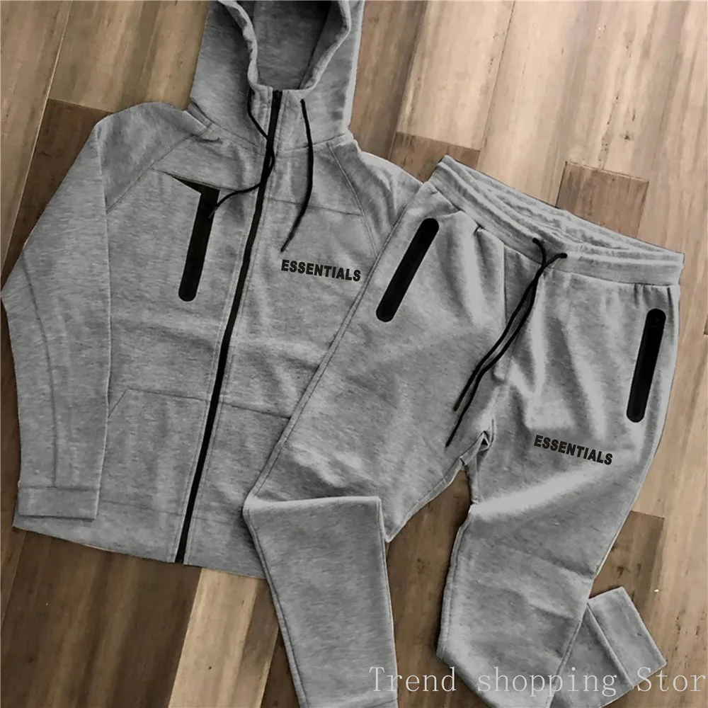 21SS Essentials Hoodie Set Men's Women's Fashion Sweatshirt 2piece Set Essentials Casual Sweatpants Hip Hop Jogging Sports Set mens 2 piece set