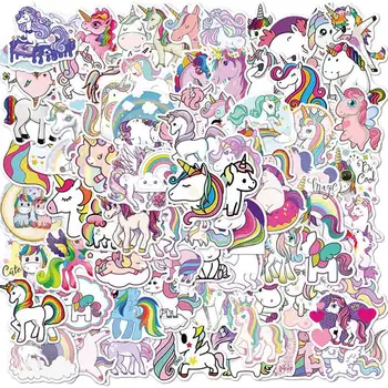 

100Pcs Stickers for Unicorn Cartoon Animal Waterproof Cute Graffiti Sticker To DIY Luggage Bike Notebook Laptop Guitar Decals