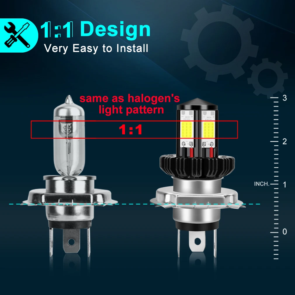 H4 H6 BA20D светодиодные фары для мотоцикла COB Led Moto 1200LM Hi Lo лампа Скутер ATV аксессуары противотуманные фары