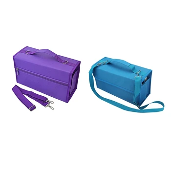 

2 Pcs 80 Slots Large Capacity Folding Marker Pen Case Art Markers Pen Storage Carrying Bag Durable Sketch Tools Organizer Purple