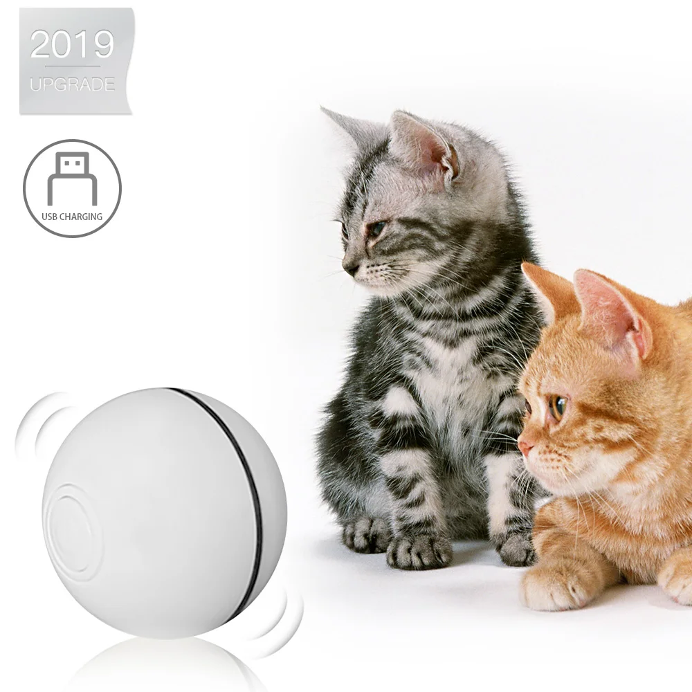 Электрическая интерактивная игрушка для кошек мяч USB катящийся мяч для домашних кошек Упражнение светодиодный светильник рулевое управление автоматически игрушка для кошек мяч