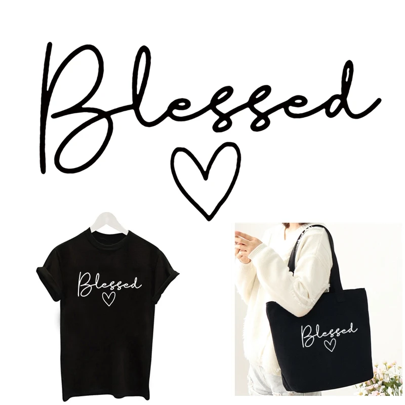 Fashion Heat Transfer Iron on DIY Patches Blessed letter Jesus faith Christians Patch for Clothing Sticker Clothes bags 029 | Дом и сад