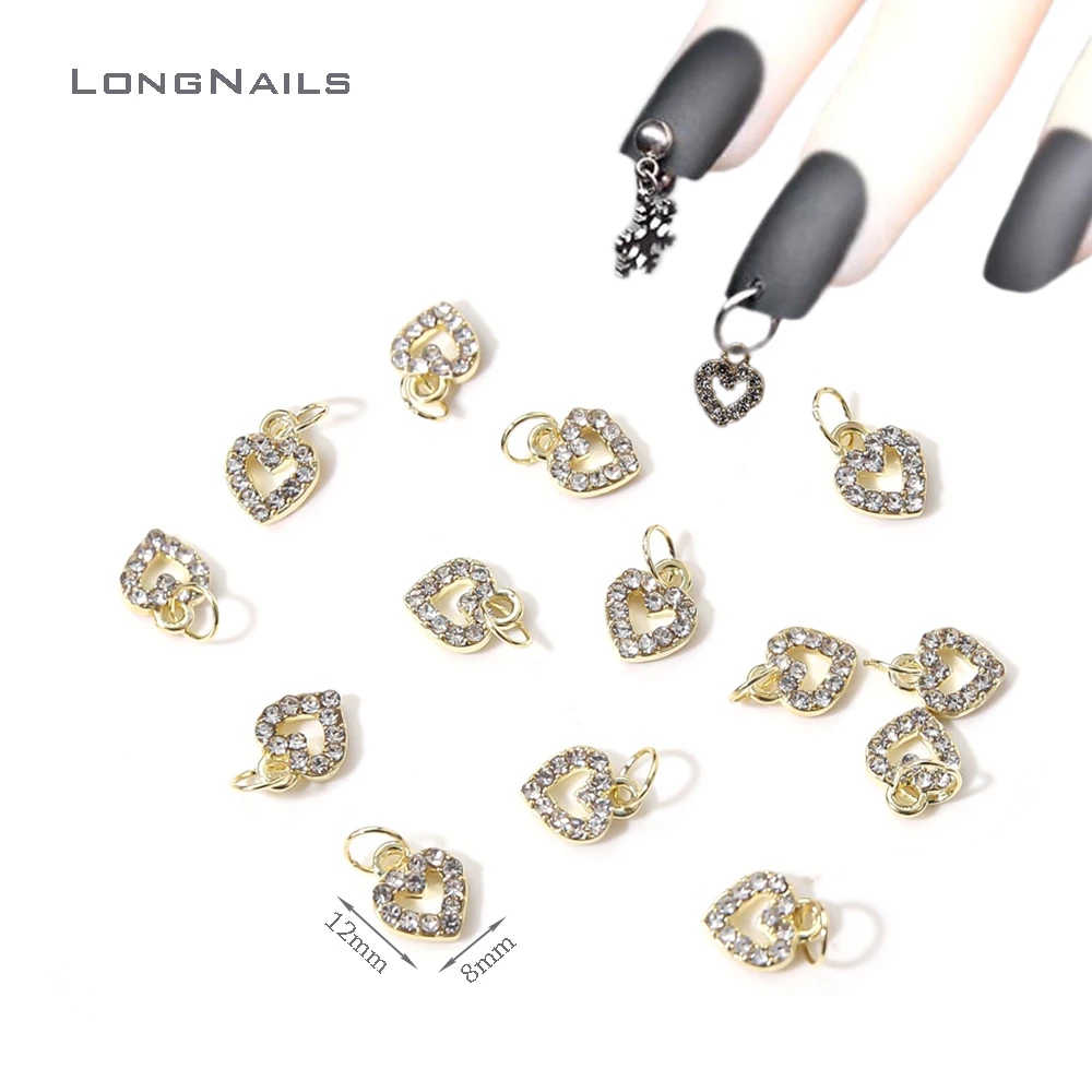 2021 Piercing Nail Arts Hollow Charms Alloy Heart 5/10/100pcs Star Hoop  Kawaii Skull Rabbit LongNails Nail Dangle Pendants JE076