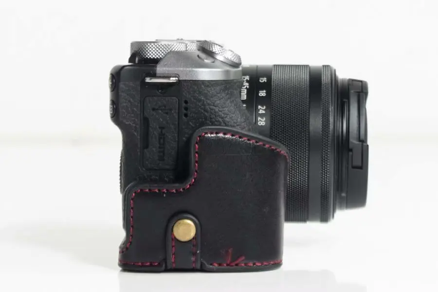 Pu Leather Case Bottom Opening Version Protective Half Body Cover Base For Canon EOSM6 EOSM6II M6 M6II Digital Camera