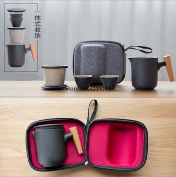 

1/pcs Ceramic Quick Cup Set One Pot Two Cups Kung Fu Tea Set Teapot Portable Outdoor Storage Travel Tea Set