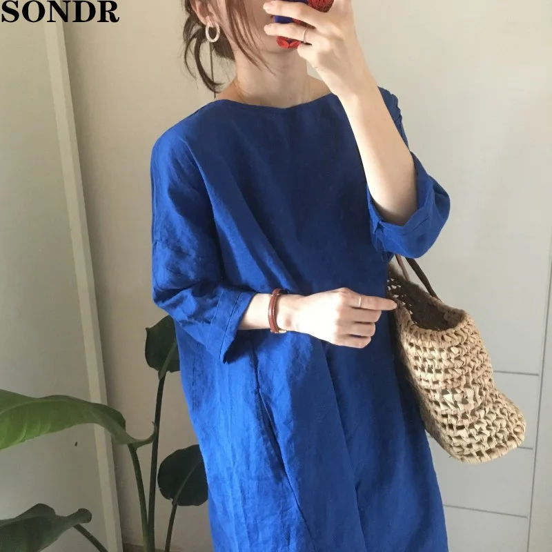 Высокое качество Женский хлопковый льняной летний сарафан винтажное свободное