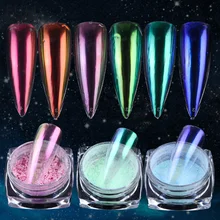 0,2 г Прозрачные голографические блёстки для ногтей зеркало Аврора неоновая металлическая пыль дизайн ногтей хромированный пигмент погружающийся порошок украшение CHJC01-12
