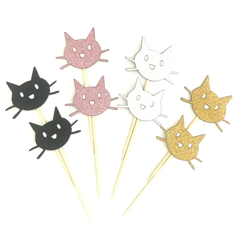 12PCS Cute Cat Cupcake Toppers Pick Wedding Children Birthday Party Decoration Animal Cake Topper | Дом и сад