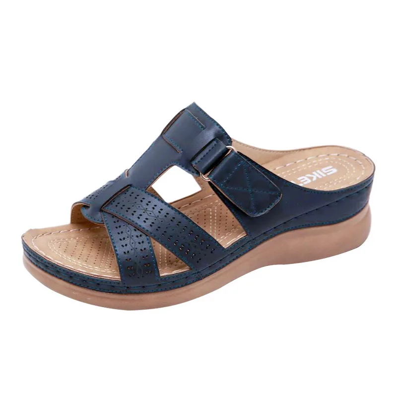 WENYUJH/летние женские сандалии; износостойкие Нескользящие удобные сандалии на толстой подошве в стиле ретро; большие размеры - Цвет: Treasure Blue