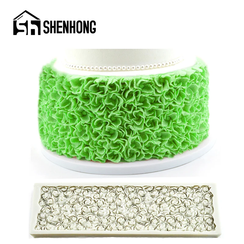 

SHENHONG New Wedding Birthday Party Pastry Border Decorating Mould Rose Ruffle Petal Sugar Craft Silicone Fondant Cake Mold