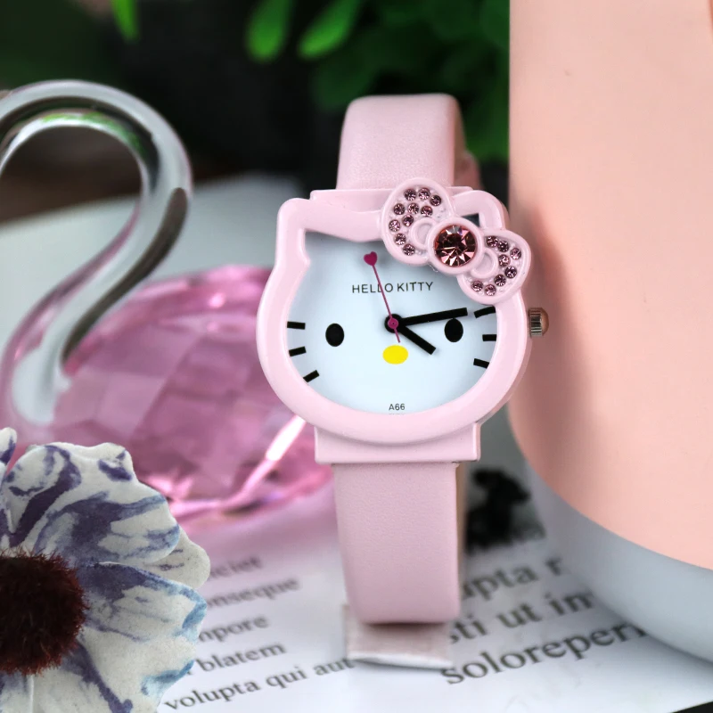 High Quality Kt Cat Watch for Girls Kids Student Stainless Steel Mesh Band Clock Relogio Hello Kitty