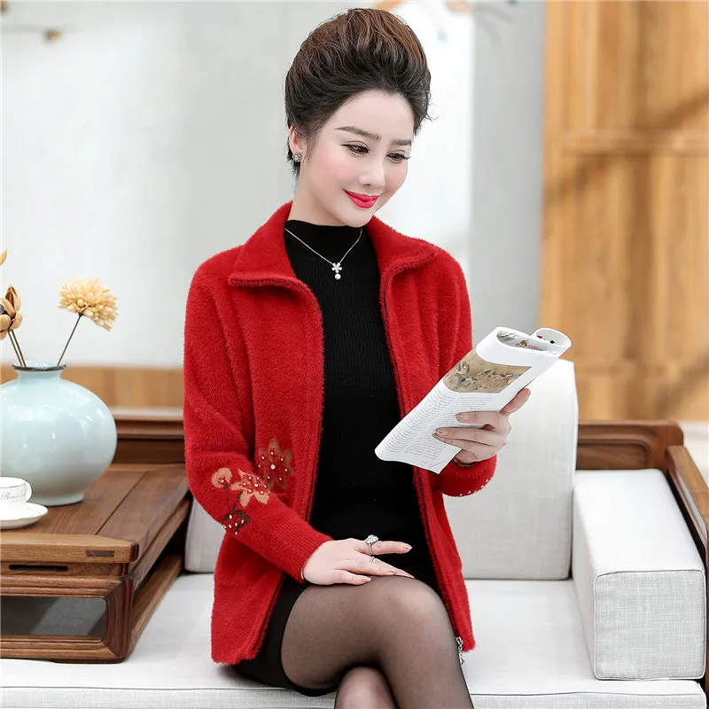 #Special Offers Winter mink fur Thick 2019 Women Sweater cardigans casual style Knitted Cotton Tops Jumper Koran Long Sleeve Sweaters cardigans