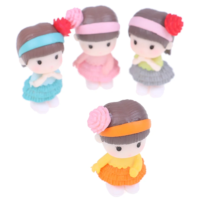 4Pcs/lot Pretty Pure Girl Miniature Figurine Bonsai Decorative Mini Fairy Garden People Statue Moss Ornaments Resin Craft