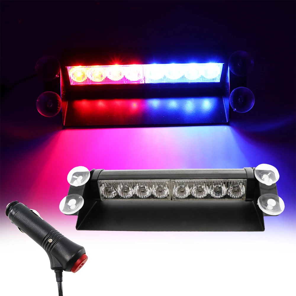 12v 8 Led Red Blue Yellow Blue Car Police Strobe Flashing Light Dash Emergency Warning 3 Flashing Fog Lights 3 Style Signal Lamp Aliexpress