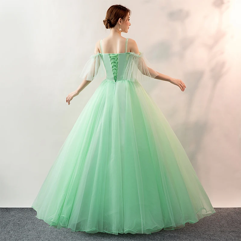 Quinceanera карамельный цвет расшитое бисером с аппликацтей на Выпускной платья новое поступление ТРАПЕЦИЕВИДНОЕ без рукавов на шнуровке сзади пышные маскарадные Бальные платья