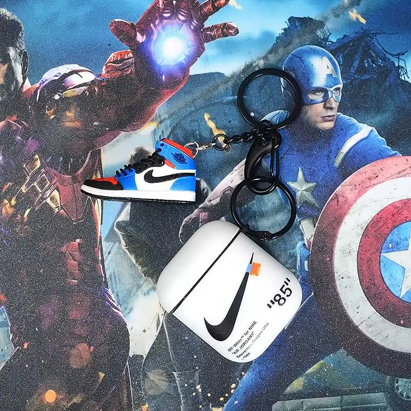 a shoe w case Прямая поставка Chicago pod 2 Чехол ПВХ брелок в виде кроссовка для подарка 3D мини-кроссовки Спортивное черное кольцо посылка брелок в виде кроссовка s - Цвет: a shoe w case