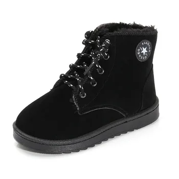 

Warm Winter Snow Boots for Children Classic Black Kids Shoes Girls Boys Boots Flat Slip on Suede Leather Pink Shoes Girl D09161