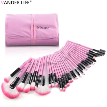 32 Piece Pink Makeup Brush Set Professional Cosmetic Foundation Powder Contour Eyeshadow Beauty Blending Make Up Brushes 1