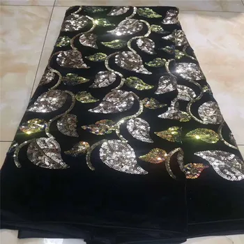 

2020 French Lace Fabric velvet Wedding High Quality African Tulle Lace Fabric 5Yard 3D Flowers Embroidered Tulle Lace fabric