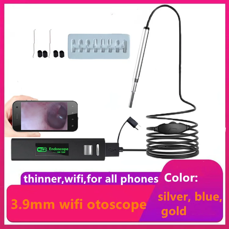 3 In 1 & Wifi Otoscope Camera 3.9mm Visual Ear Clean Endoscope 720P