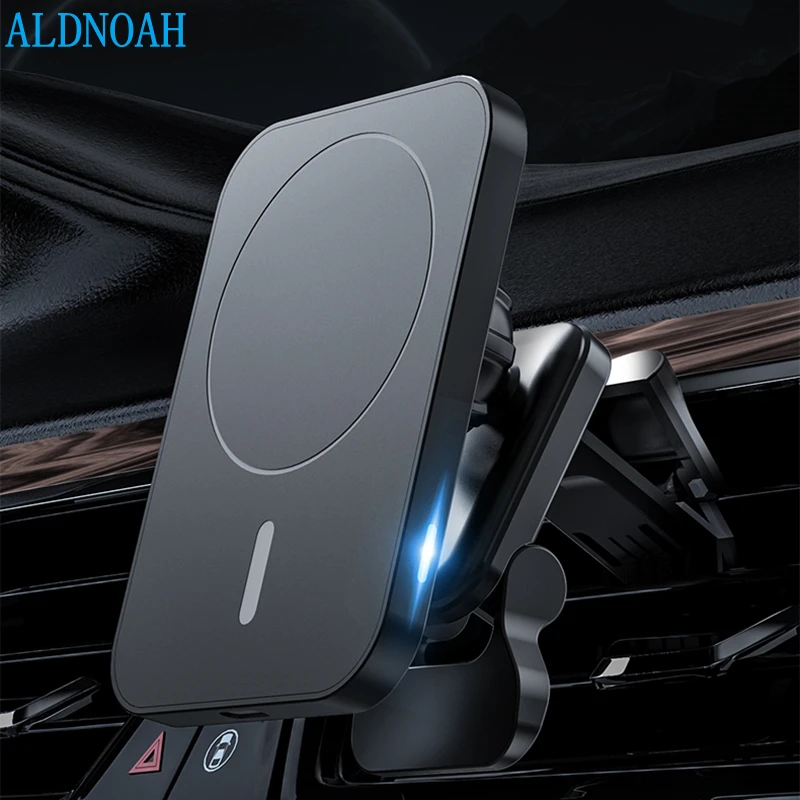 

ALDNOAH 15W Magnetic Car Mount Wireless Charger Stand For iPhone 13 12 Mini Pro Max Fast Wireless Charging Car Phone Holder