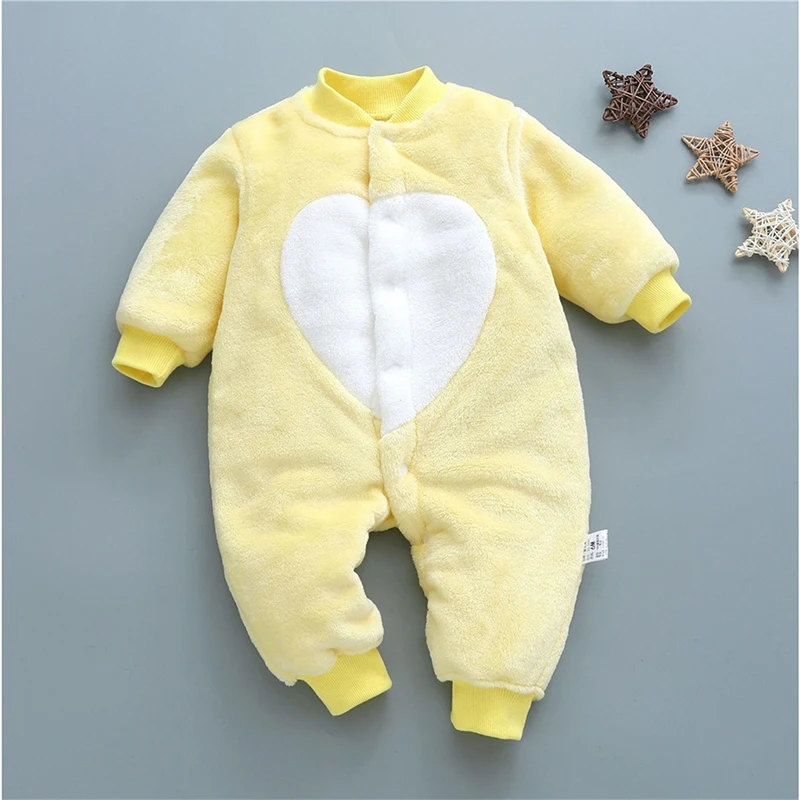 Baby Bodysuits cheap Autumn & Winter Baby Warm Clothes Boy Girl Pure Colour Romper Infant Flannel Soft Fleece Jumpsuit One Piece Toddler Overalls bright baby bodysuits	