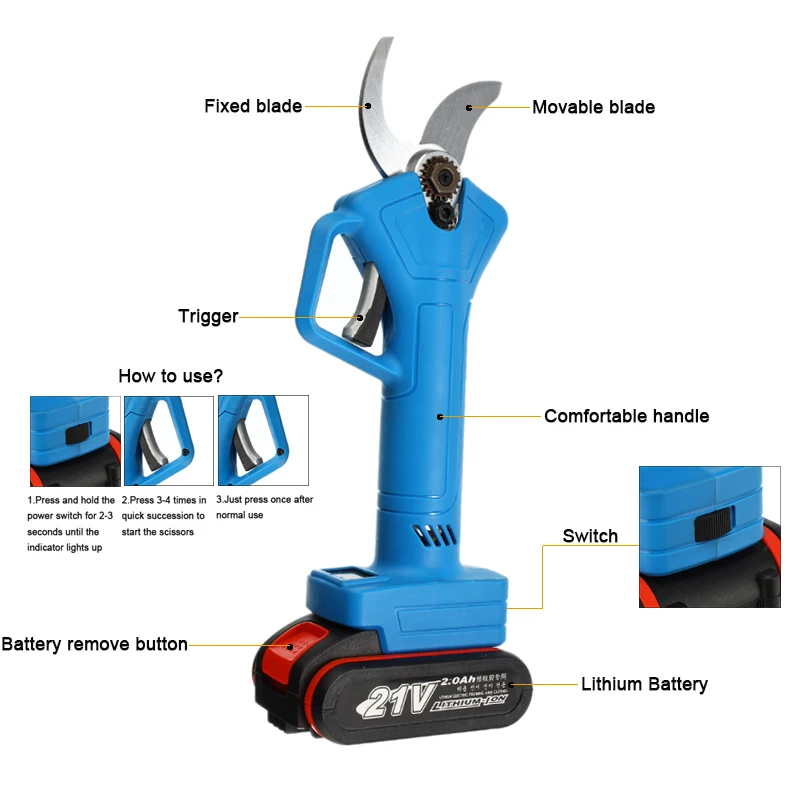 

Pruning Shears Plant Cut Nursery Garden Branch Wireless Electric Cutter Scissor Shear Tree Pruner Pruning Vine Seedle Graft Tool