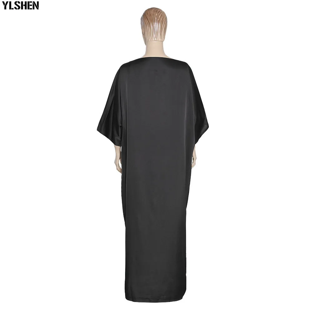 African Dresses for Women 2020 Dashiki Silk Diamonds Stripe Robe Boubou Africaine Femme Africa Maxi Dress African Clothes Ladies 08