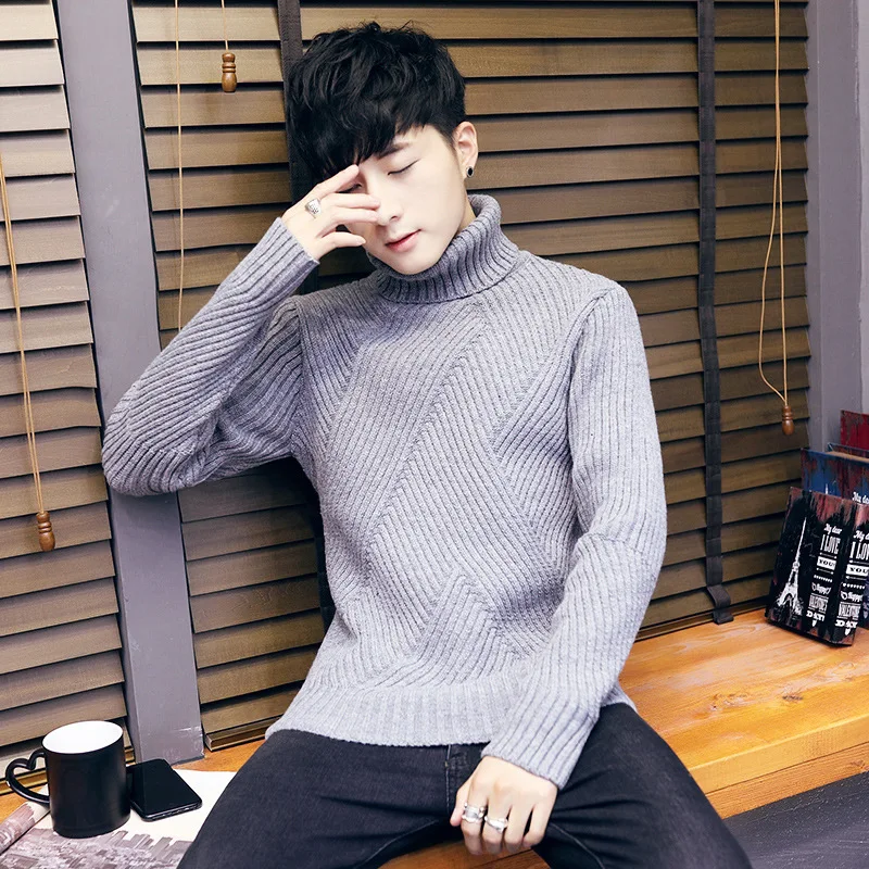 Buy Autumn Winter Men's Sweater Men New Style Warm Casual High Collar Slim Fit Comfortable MEN J955