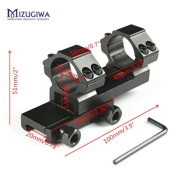US $6.43 MIZUGIWA Tactical Hunting Integral Flat Top Dual Ring 254mm 1 Ring 11mm20mm Weaver Rail Mount Ri