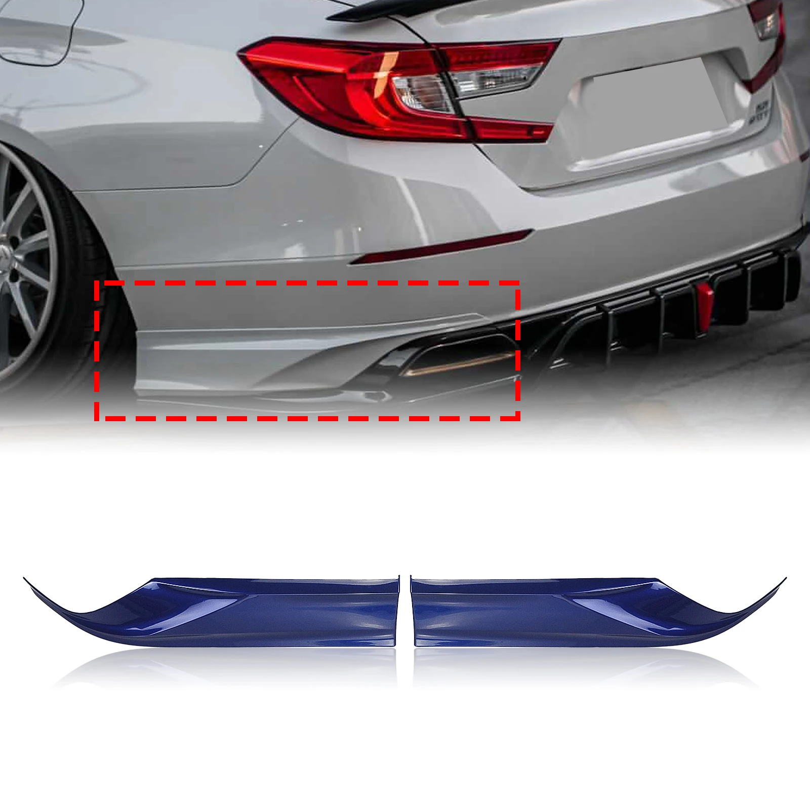 YOFER Rear Bumper Side Molding Trim For Honda Accord 2018 2022 Blue Car 