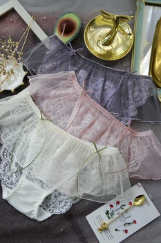

skirt hem Lace sexy underpants Japanese sweet Low Waist Lace Bowknot Ribbon girl transparent women lovely panties Intimate