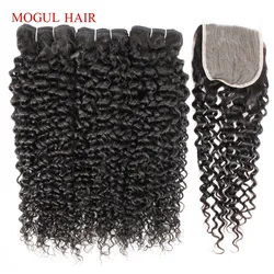 MOGUL HAIR Indian Jerry Curly Human Hair Bundles With Closure 10-26 inch 2/3 Bundles Remy Human Hair Weave Natural Color