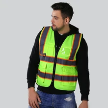 Светоотражающий Жилет для бега, для мужчин, высокая видимость, мульти карман, Спортивная безопасность, снаряжение, защита для улицы, верхняя конструкция, безопасность, мужской