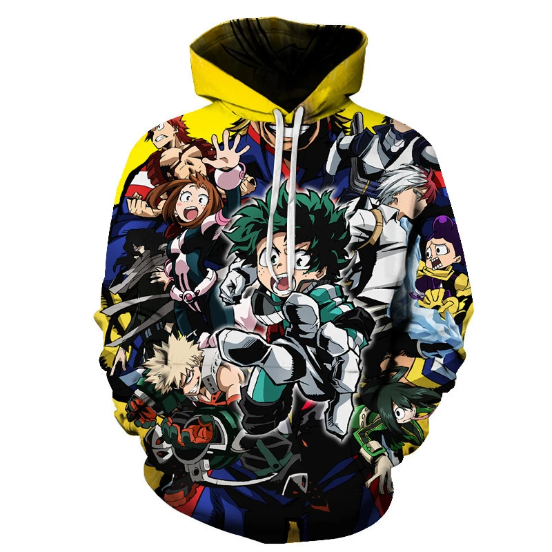 Толстовка с капюшоном «My Hero Academy», толстовки Midoriya Izuku Bakugou Katsuki All Might, пуловеры с 3D капюшоном, Csopaly, куртка